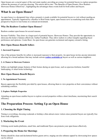 “The Benefits of Open Houses: How Realtors Showcase Homes Effectively”