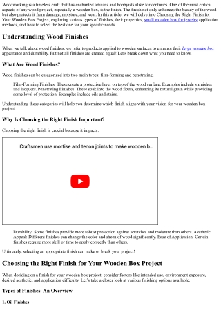 Choosing the Right Finish for Your Wooden Box Project