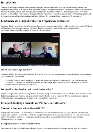 L’influence du design durable sur l’expérience utilisateur