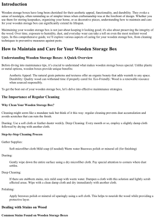 How to Maintain and Care for Your Wooden Storage Box