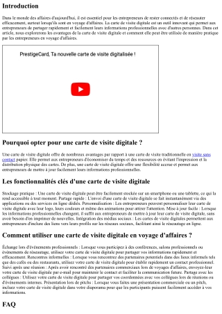 La carte de visite digitale : un outil pratique pour les entrepreneurs en voyage