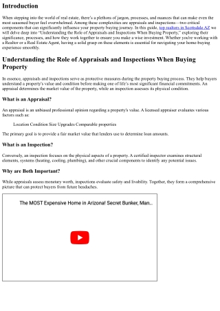“Understanding the Role of Appraisals and Inspections When Buying Property”