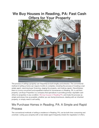 We Buy Houses in Reading, PA_ Fast Cash Offers for Your Property