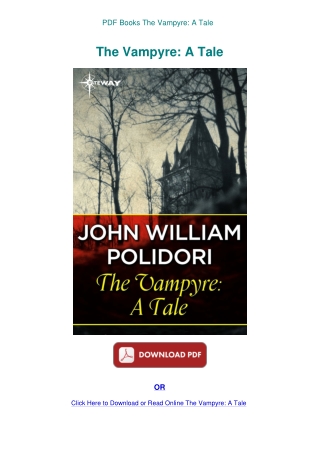 PDF Books The Vampyre A Tale