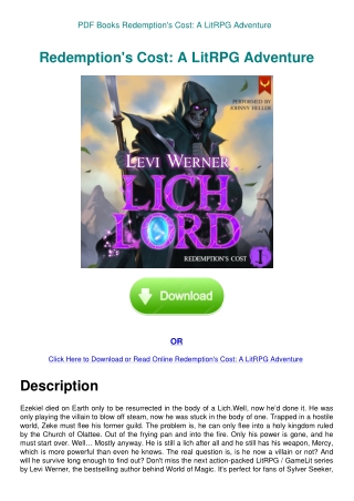 PDF Books Redemption's Cost A LitRPG Adventure