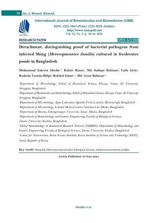 Detachment, distinguishing proof of bacterial pathogens from infected Shing