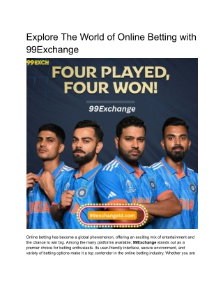 Explore The World of Online Betting with 99Exchange