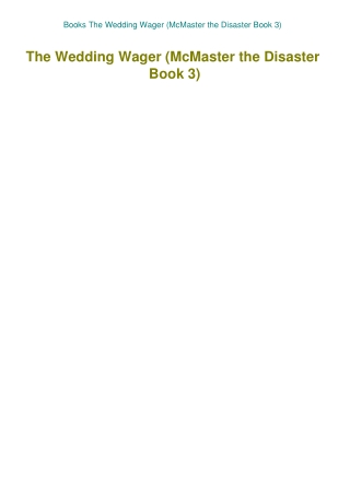 Books The Wedding Wager (McMaster the Disaster Book 3)