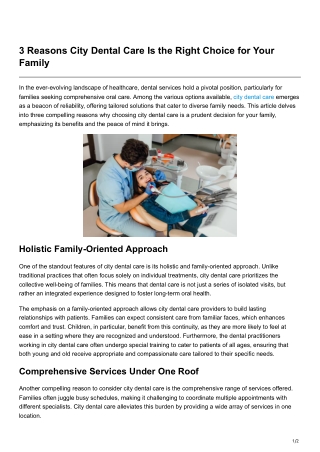 3 Reasons City Dental Care Is the Right Choice for Your Family