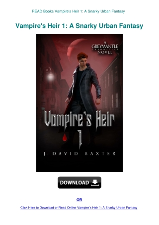 READ Books Vampire's Heir 1 A Snarky Urban Fantasy