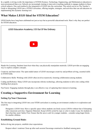 “The Teacher’s Guide to Integrating LEGO into a STEM Curriculum”