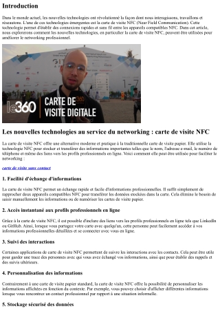 Les nouvelles technologies au service du networking : carte de visite NFC