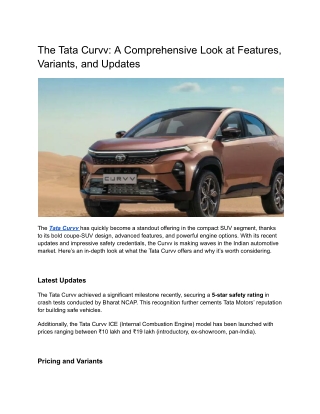 The Tata Curvv_ A Comprehensive Look at Features, Variants, and Updates