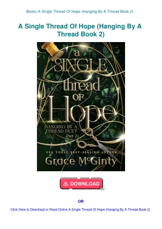 Books A Single Thread Of Hope (Hanging By A Thread Book 2)