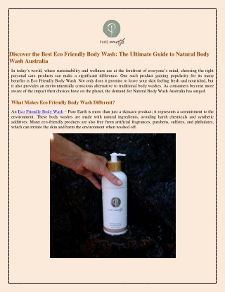 Discover the Best Eco Friendly Body Wash The Ultimate Guide to Natural Body Wash Australia