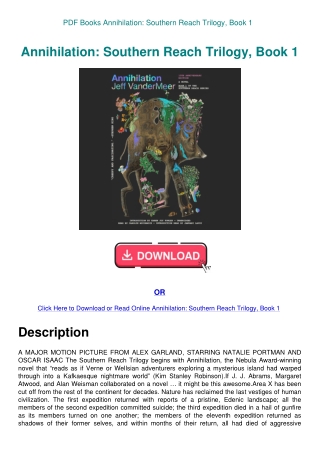 PDF Books Annihilation Southern Reach Trilogy  Book 1