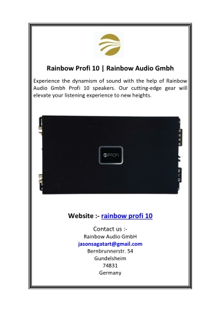 Rainbow Profi 10  Rainbow Audio Gmbh