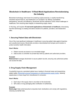 Blockchain in Healthcare: 10 Real-World Applications Revolutionizing the Industr