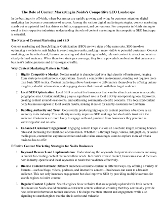 The Role of Content Marketing in Noida's Competitive SEO Landscape