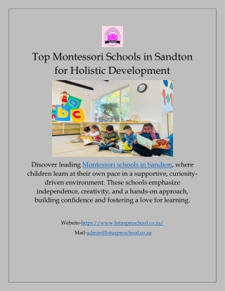 Top Montessori Schools in Sandton for Holistic Development