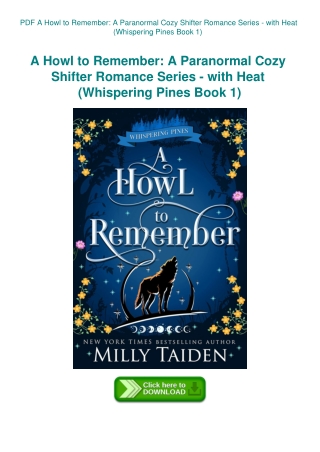 PDF A Howl to Remember A Paranormal Cozy Shifter Romance Series - with Heat (Whispering Pines Book