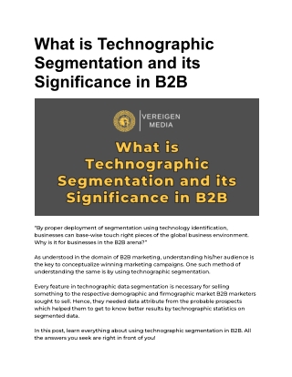 What is Technographic Segmentation and its Significance in B2B