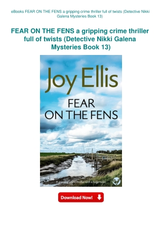 eBooks FEAR ON THE FENS a gripping crime thriller full of twists (Detective Nikki Galena Mysteries B
