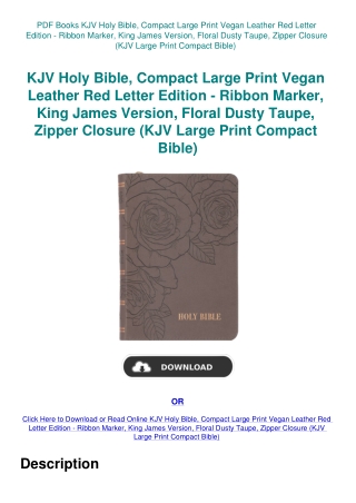 PDF Books KJV Holy Bible  Compact Large Print Vegan Leather Red Letter Edition - Ribbon Marker  King