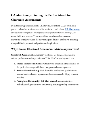 CA Matrimony_ Finding the Perfect Match for Chartered Accountants