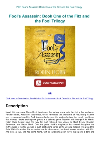 PDF Fool's Assassin Book One of the Fitz and the Fool Trilogy
