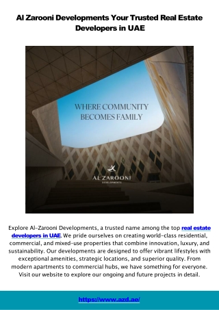 Top Real Estate Developers in UAE Shaping the Future of Urban Living