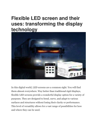 Flexible LED Screens for Versatile Displays | Electrical Vibgyor