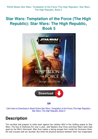 READ Books Star Wars Temptation of the Force (The High Republic) Star Wars The High Republic  Book