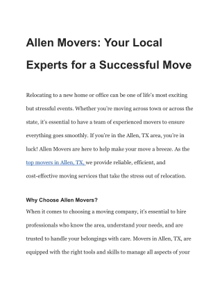 Allen Movers_ Your Local Experts for a Successful Move