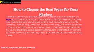 How to Choose the Best Fryer for Your Kitchen