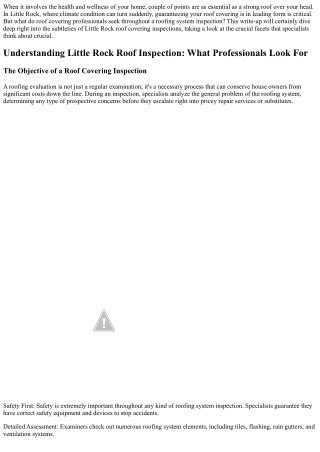 Little Rock Roofing Examination: What Professionals Look For