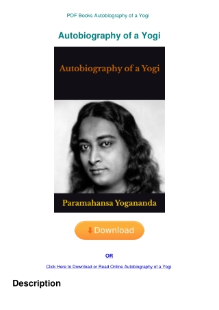 PDF Books Autobiography of a Yogi