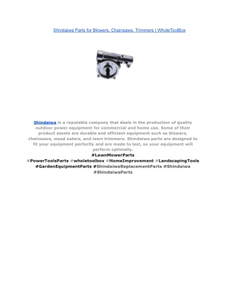 Shindaiwa Parts for Blowers, Chainsaws, Trimmers _ WholeToolBox