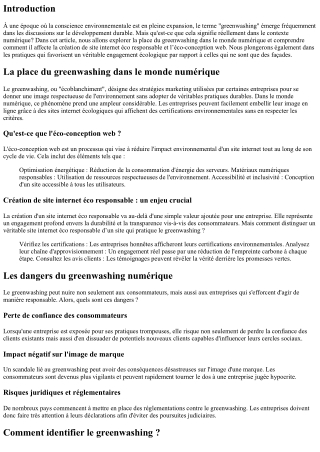 “La place du greenwashing dans le monde numérique”