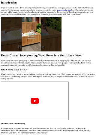 Rustic Charm: Incorporating Wood Boxes into Your Home Décor