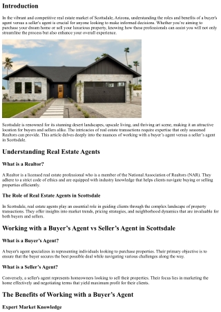 “Working with a Buyer’s Agent vs Seller’s Agent in Scottsdale”