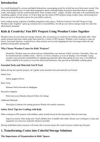 “Kids & Creativity! Fun DIY Projects Using wooden crates Together”