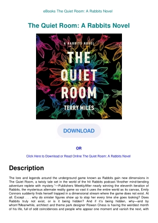 eBooks The Quiet Room A Rabbits Novel