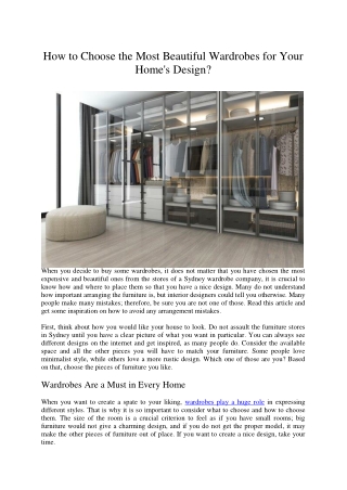 How to Choose the Most Beautiful Wardrobes for Your Home's Design