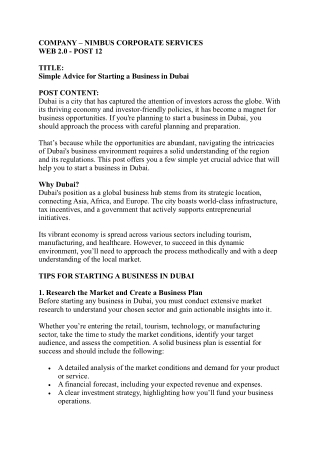Advice for Starting Business Dubai - Nimbus