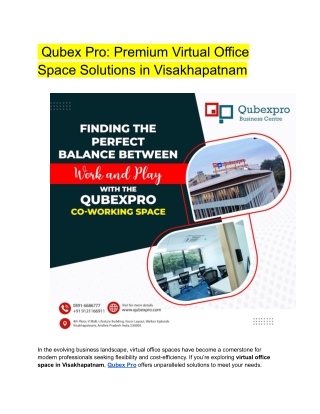 Qubex Pro_ Premium Virtual Office Space Solutions in Visakhapatnam