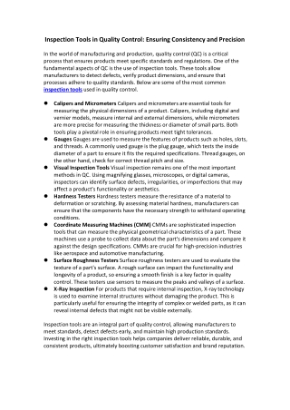 Revolutionizing Quality Control with Inspection Tools
