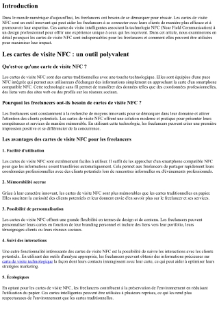 Les cartes de visite NFC : un outil indispensable pour les freelancers