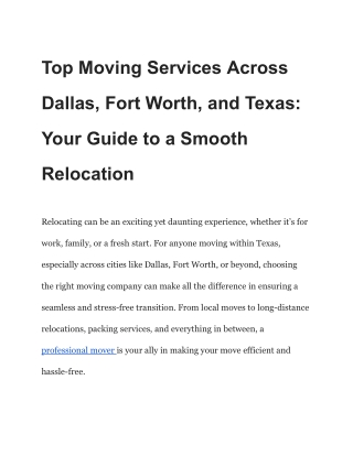 Top Moving Services Across Dallas, Fort Worth, and Texas_ Your Guide to a Smooth Relocation