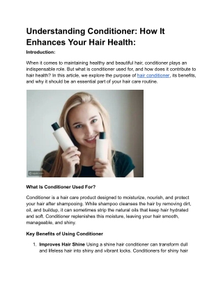 Understanding Conditioner How It Enhances Your Hair Health